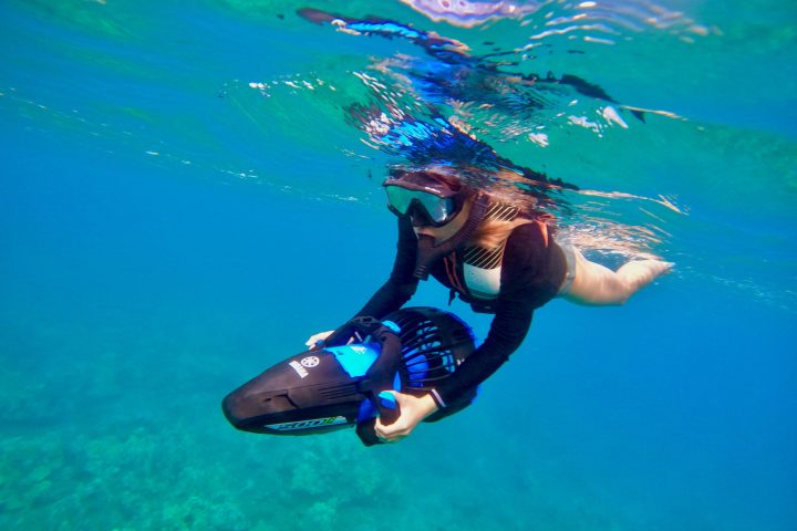 a person swimming in the water