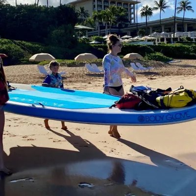 a group of people on a beach